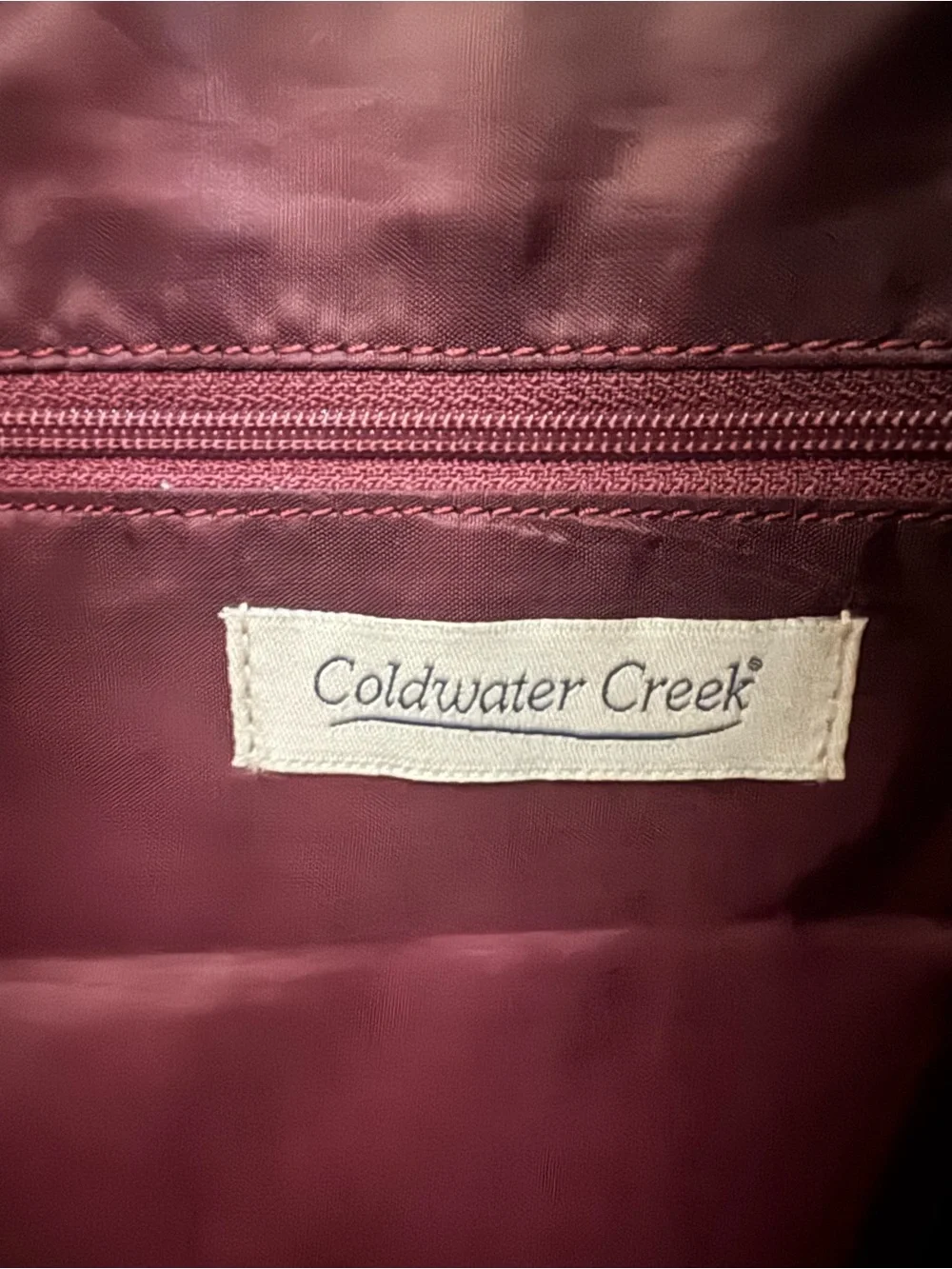 Coldwater Creek Wandering Thyme maroon leather hobo floral embroidered bag